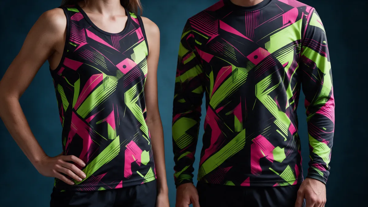 Camisetas técnicas personalizadas de tirantes y manga larga con el mismo diseño full print